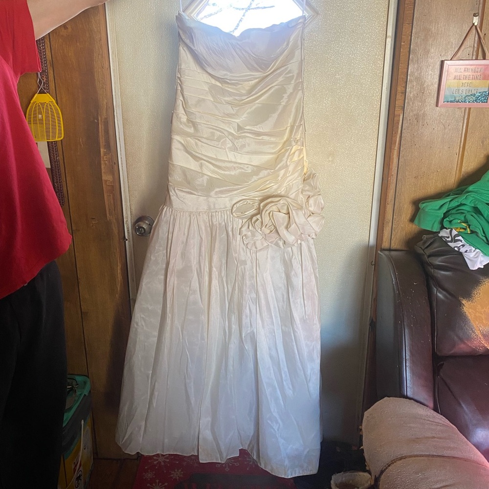 Cream Ruffled Tiered Strapless Wedding Sundress